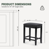 RNKSFX Counter Height Black Bar Stools Set of 3 for Kitchen Counter Farmhouse Modern Barstools with Faux Leather Upholstered Backless Seat and Solid Wood Legs 24 inch Bar Chairs RNKSFX