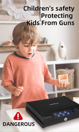 Biometric Gun Safe with 3 Unlock Ways - ≤0.1s Fast Fingerprint Access, Voice Prompt Function, Secure Steel Lockbox, Fits Handguns & Revolvers, Perfect for Living Room, Bedroom Storage & In-Car Use Generic