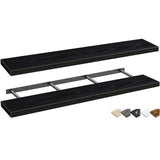 QEEIG Bathroom Shelves 55 inches Long Wall Shelf Large Extra Long 55 x 9 inch Set of 2, Black (008-140B) QEEIG