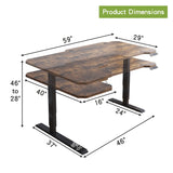 Radlove 59-Inch Large Electric Height Adjustable Computer L-Shaped Desk with Memory Controller Corner Standing Desk Modern Workstation with Splice Board Ergonomic Desk (Black Frame + Rustic Brown Top) Radlove