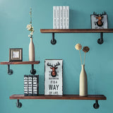 Industrial Pipe Shelf Brackets for 8 10 12 14 inches Board, Iron L Pipe Floating Shelf Bracket Heavy Duty Metal Shelving Brackets for Shelves- 6 Pack Black Janyang