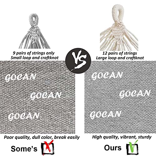 GOCAN Brazilian Double Hammock 2 Person Extra Large 330X150cm Load Capacity 600Pound Canvas Cotton Hammock for Patio Porch Garden Backyard Lounging Outdoor and Indoor XXL(Grey) GOCAN