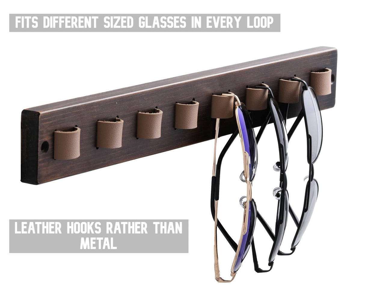 KELEQUI ZAP Gifts for Men Sunglass Organizer Wall Mounted Sunglasses Rack Wood Sun Glasses Holder for Multiple Glasses Hanger Storage Unique Birthday Gifts for Husband Dad KELEQUI ZAP