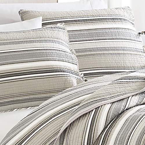 Stone Cottage - Fresno Collection - Quilt Set - 100% Cotton, Reversible Bedding with Matching Sham(s), Twin, Neutral Stone Cottage