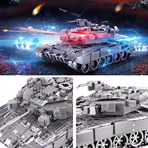Piececool Metal 3D Puzzles for Adults or Teens, Military Tank T-90A DIY 3D Metal Model Building Projects Kits Brain Teaser Puzzle - Great Gift Idea,150 Pcs