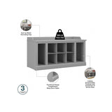 kathy ireland Home by Bush Furniture Woodland 21-Inch Shoe Storage Bench and Coat Rack, 12 Shelves, Cape Cod Gray (WDL004CG) Bush Business Furniture