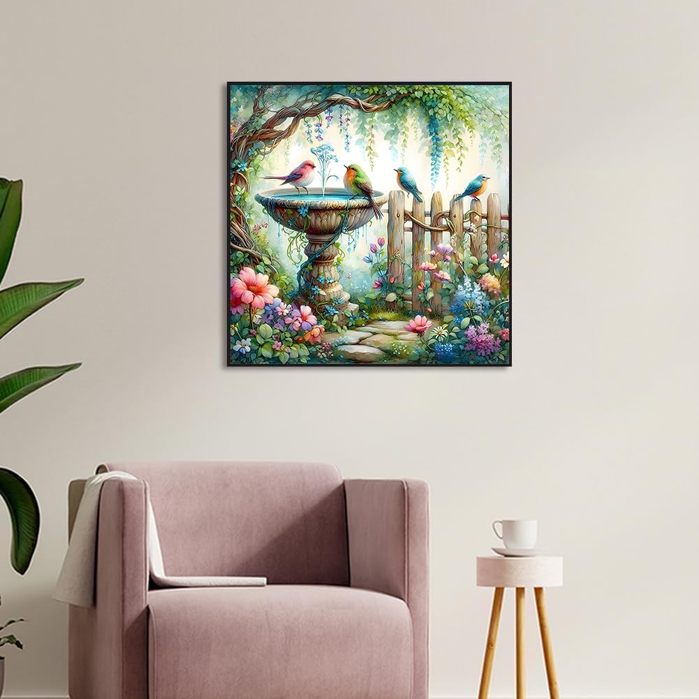 ARPADAMO Garden Birds Diamond Art Kits for Adults,5D Diamond Painting DIY Animal Diamond Art Diamond Painting Kits for Adult,Round Full Drill Diamonds, Diamond Art Kits for Home Decor-13.78x13.78inch ARPADAMO