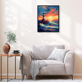 Natuyalo Paint by Numbers for Adults Beginner, Lighthouse Acrylic Easy Paint by Numbers Kits Sunset Seascape Craft Kits for Adults Suitable for Home Wall Decoration Flameless 16x20 Inch Natuyalo