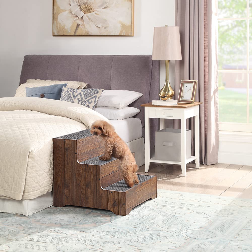 beeNbkks Furniture Style Dog Stairs, Pet Steps for Small Dogs and Cats, Wooden Non-Slip Pet Ladder for Old Injured Pets to Reach Couch Sofa High Bed beeNbkks