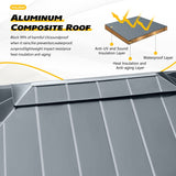 YOLENY 12' X 20' Hardtop Gazebo, Aluminum Composite Ventilation Double Roof Permanent Outdoor Pavilion Pergola Party Tent for Patio, Lawn, Garden, Poolside, Curtains and Netting Included YOLENY