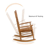 VINGLI 2 PCS Wood Rocking Chair Outdoor with 450 lbs Support Relaxing Rocker Solid Wood High Back Seat Reclining Seat for Deck, Garden, Backyard, Porch, Indoor or Outdoor Use, Teak VINGLI