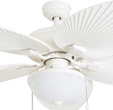 Honeywell Ceiling Fans Inland Breeze, 52 Inch Tropical Indoor Outdoor Ceiling Fan with Light, Pull Chain, Three Mount Options, Weather Resistant Blades - 50511-01 (White) Honeywell Ceiling Fans