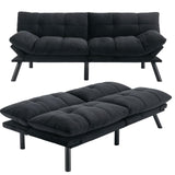 Miscoos Velvet Convertible Futon Sofa Bed, 71" Cozy Loveseat Sleeper, Comfy 7" Thick Cushion Lounge Sofa Compact 2-Seater Futon Couch for Small Space Living Room Bedroom Dorm Miscoos