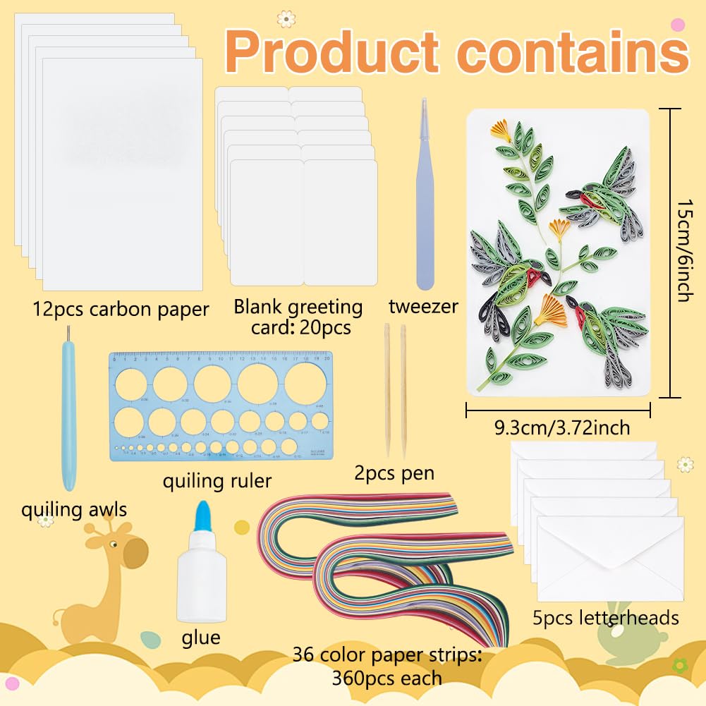 WEBEEDY 20 Sets Paper Quilling Kit for Adults Beginners DIY 5 Styles Birds Quilling Card Kit Animals Greeting Card Making Kit with Instruction DIY Quilling Supplies for Halloween Christmas Party Gifts WEBEEDY