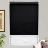 AOSKY Cordless Roller Shades Blackout Blinds for Windows Room Darkening Rolled Up Shades with Spring System, UV Protection Window Shades Door Blinds for Home and Office (25" W x 72" H, Black) AOSKY