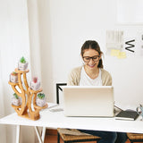 XXXFLOWER 5 Tiered Plant Stand Bamboo Mini Succulent Windowsill Shelf for Desk Tabletop Living Room Balcony Outdoor Patio Garden XXXFLOWER