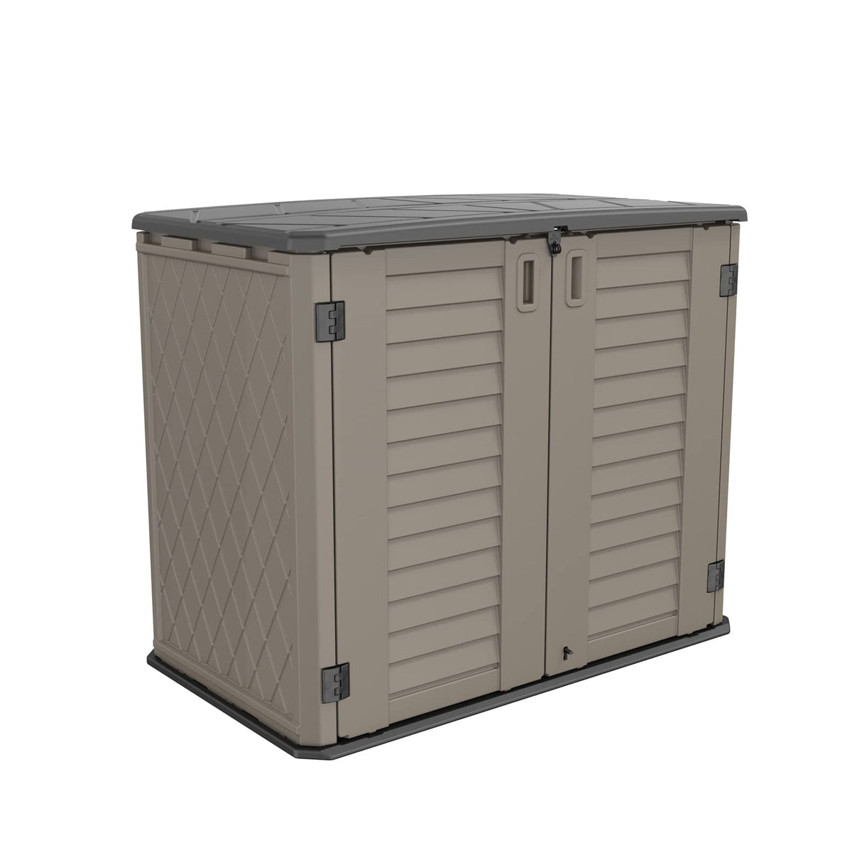 HOMSPARK Storage Shed Weather Resistance, Multi-Purpose Outdoor Storage Cabinet for Backyards and Patios, Horizontal Storage Shed for Lawnmower, Patio Accessories (COFFEE, Large - 26 cu.ft) HOMSPARK