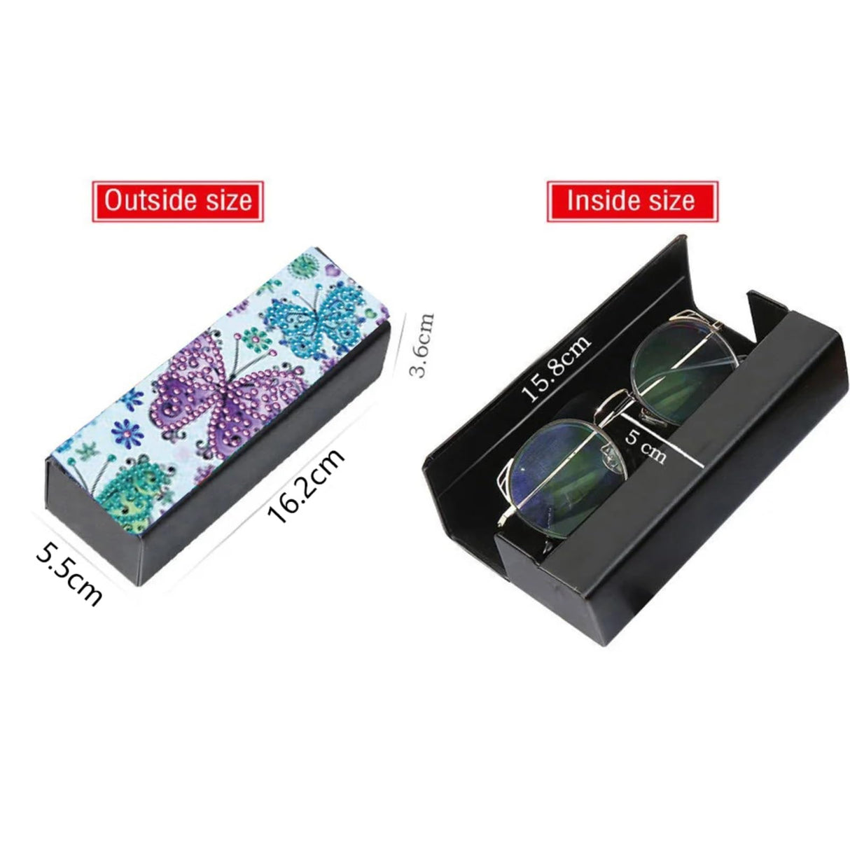 BAYUNOE Eye Glass Case Diamond Art Painting Portable Unisex Protective Case for Glasses Sunglasses Glasses Storage Box DIY Art Craft Gift -Butterfly BAYUNOE