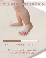 SEPARO Baby Play Mat for Floor,1.3" Thick Foam Nursery Rug with Removable Washable Cover,Non Slip Soft Velvet Kids Play Crawling Mat for Toddlers,Infants,Yoga Mat,Tatami Mat,50x50 Inch Beige SEPARO