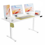 ERGOMAKER 63" Electric Standing Desk, Adjustable Height, Sit Stand Up Desk for Home Office & Computer Workstations, Memory Controller, White ERGOMAKER