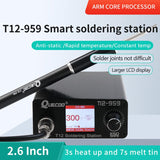 QUECOO T12-959 Soldering Iron Station Kit, LCD Screen with T12 Soldering Iron Tips, Heating up Fast, Automatic Standby-Automatically Wake up, for Electronic Repairing, With K tip (SET1) QUECOO
