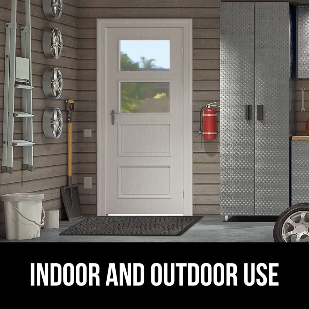 Gorilla Grip 100% Waterproof All-Season WeatherMax Doormat, Durable Natural Rubber, Stain and Fade Resistant, Low Profile, Indoor Outdoor Door Mats, Easy Clean Patio Entrance Mat, 17x29, Gray Diamond Gorilla Grip