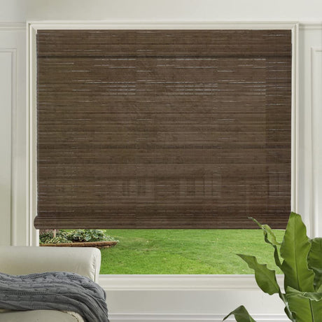Letau Wood Cordless Window Shades Blinds, Bamboo Light Filtering Custom Roller Shades, Pattern 14 LETAU