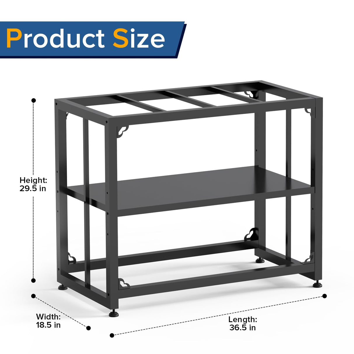TOCRETOARE Fish Tank Stand 40 Gallon, Metal Aquarium Stand 36.5" L x 18.5" W*29.5”H, Double-Layer Storage Design, Suitable for Home and Office Use, 660LBS Capacity, Black (Tank not Included) TOCRETOARE