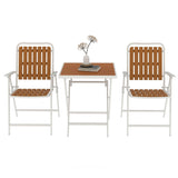 Aug-guan 3 Piece Outdoor Bistro Set with Yellow Wood-Look Tabletop, Patio Table and Chairs Set of 2, Folding Small Balcony Furniture for Garden, Deck, Porch, Outdoor Bistro Patio Set Aug-guan