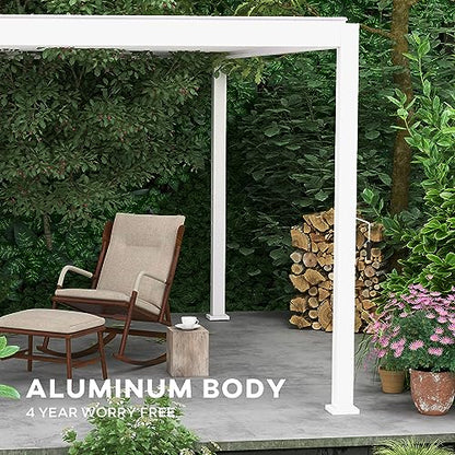 SORARA Mirador 111S Louvered Pergola 10' x 13' Aluminum Gazebo with Adjustable Roof for Outdoor Deck Garden Patio, White