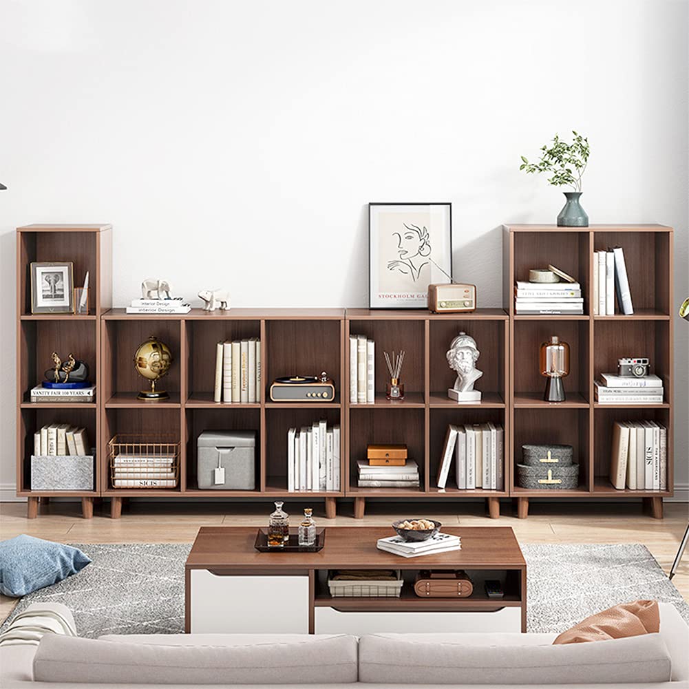 IOTXY 2-Tier Freestanding Wooden Cube Bookcase in Walnut - WoodArtSupply