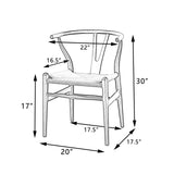 Polynices Wishbone Chair, Weave Solid Wood Mid-Century Modern Y Shaped Backrest Dining Chair (Walnut Set of 2) Polynices