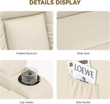 COMHOMA OMHOMA Recliner Chair, Swivel Rocker Recliners, Massage and Heat Reclining Chair, Reclining Sofa with Side Pockets, Cup Holders for Living Room, Bedroom (White) COMHOMA