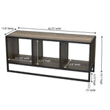 Household Essentials Jamestown TV Stand Coffee Table with Square Cube Storage Compartments Ashwood Rustic Wood Grain and Black Metal Household Essentials