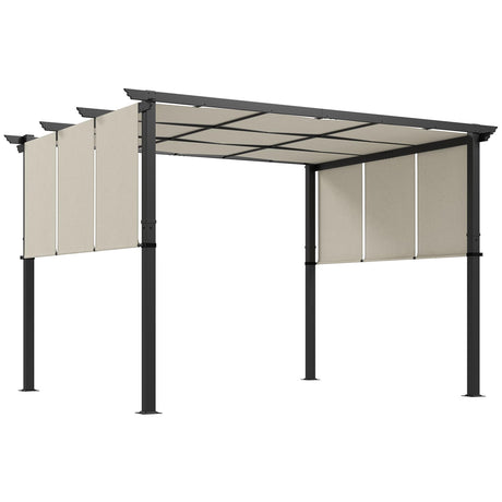 Outsunny 10' x 12' Retractable Pergola Canopy, Metal Pergola Outdoor Sun Shade Shelter for Deck, Porch, Patio, Backyard, Beige Outsunny
