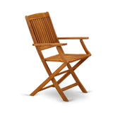 East West Furniture BCMCANA Beasley Patio Dining Folding Arm Chairs - Acacia Wood, Set of 2, Natural Oil East West Furniture