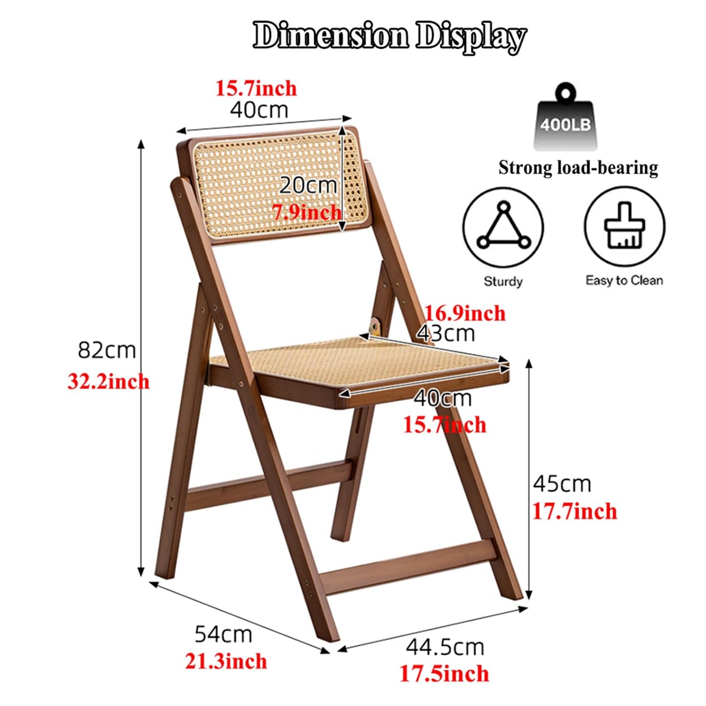 Wooden Retro Folding Chairs, Stackable Dining Chairs with Rattan Woven Seat and Back, Leisure Handmade Dining Chair for Living Room Bedroom Garden Balcony (Color : Style 1) - WoodArtSupply