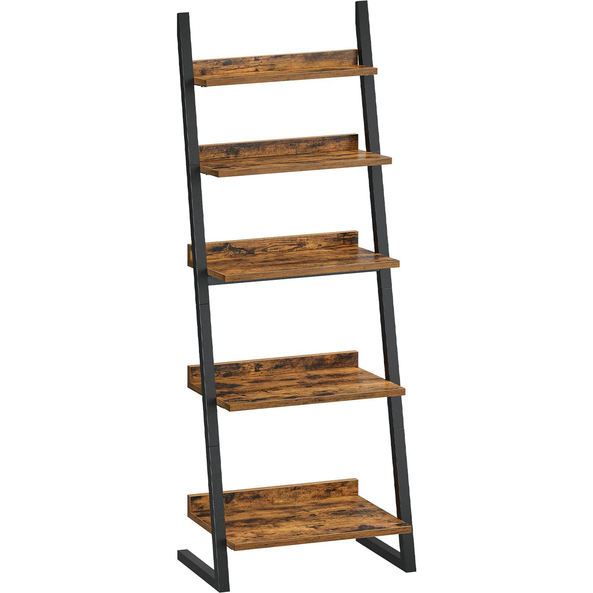 HOOBRO 5-Tier Bookcase, Narrow Ladder Shelf, Small Bookshelf, Corner Storage Shelf, Small Display Organizer for Living Room, Study, Balcony, Bedroom, Rustic Brown and Black BF150CJ01 HOOBRO