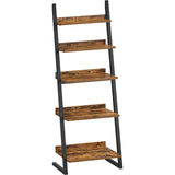 HOOBRO 5-Tier Bookcase, Narrow Ladder Shelf, Small Bookshelf, Corner Storage Shelf, Small Display Organizer for Living Room, Study, Balcony, Bedroom, Rustic Brown and Black BF150CJ01 HOOBRO