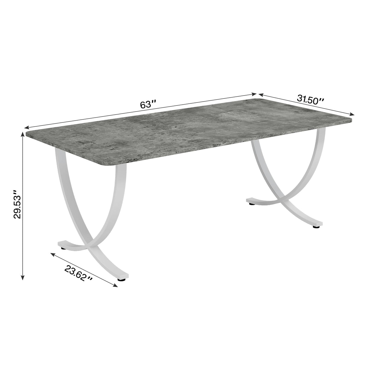 Tribesigns Executive Desk, 63” W x 31.5” D Large Office Desk, Modern Computer Desk Conference Table Meeting Room Table, Business Furniture for Home Office, Gray and White Tribesigns