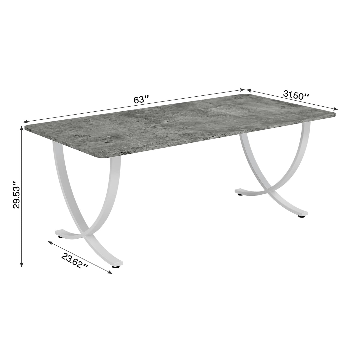 Tribesigns Executive Desk, 63” W x 31.5” D Large Office Desk, Modern Computer Desk Conference Table Meeting Room Table, Business Furniture for Home Office, Gray and White