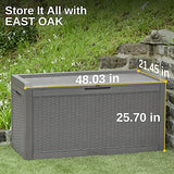 EAST OAK Outdoor Storage Box, 100 Gallon Deck Box, Waterproof Resin Storage Bench for Patio Cushions, Gardening Tools, Pool Toys, Lockable, UV Resistant, Grey EAST OAK