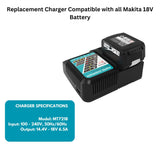 2Packs Upgraded 6.0Ah 18V BL1860B with LED Replacement Lithium-ion Battery and Charger Combo Set, Compatible with Makita 18 Volt Battery and Makita 18V Lithium-Ion Cordless Power Tools AmpoStaort