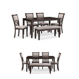Signature Design by Ashley Langwest Dining Room Table Set, 4 Upholstered Chairs and Bench, Seats 6, Cushioned Seats, Wood, Cherry Brown Signature Design by Ashley