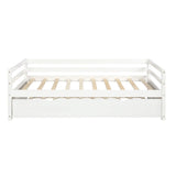 Merax Twin Daybed with Trundle, Solid Wood Captains Bed Twin Size Sofa Bed Frame (White) Merax
