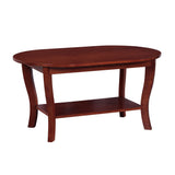 Convenience Concepts American Heritage Oval Coffee Table 36" - Classic Living Room Table with Storage Shelf for Transitional Living Room, Mahogany Convenience Concepts