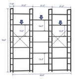 NUMENN Triple Wide 6 Tier Bookshelf, Rustic Industrial Style Bookcases and Bookshelves with 17 Open Display Shelves, Modern Tall Bookcase Furniture for Bedroom, Living Room and Home Office, Black NUMENN