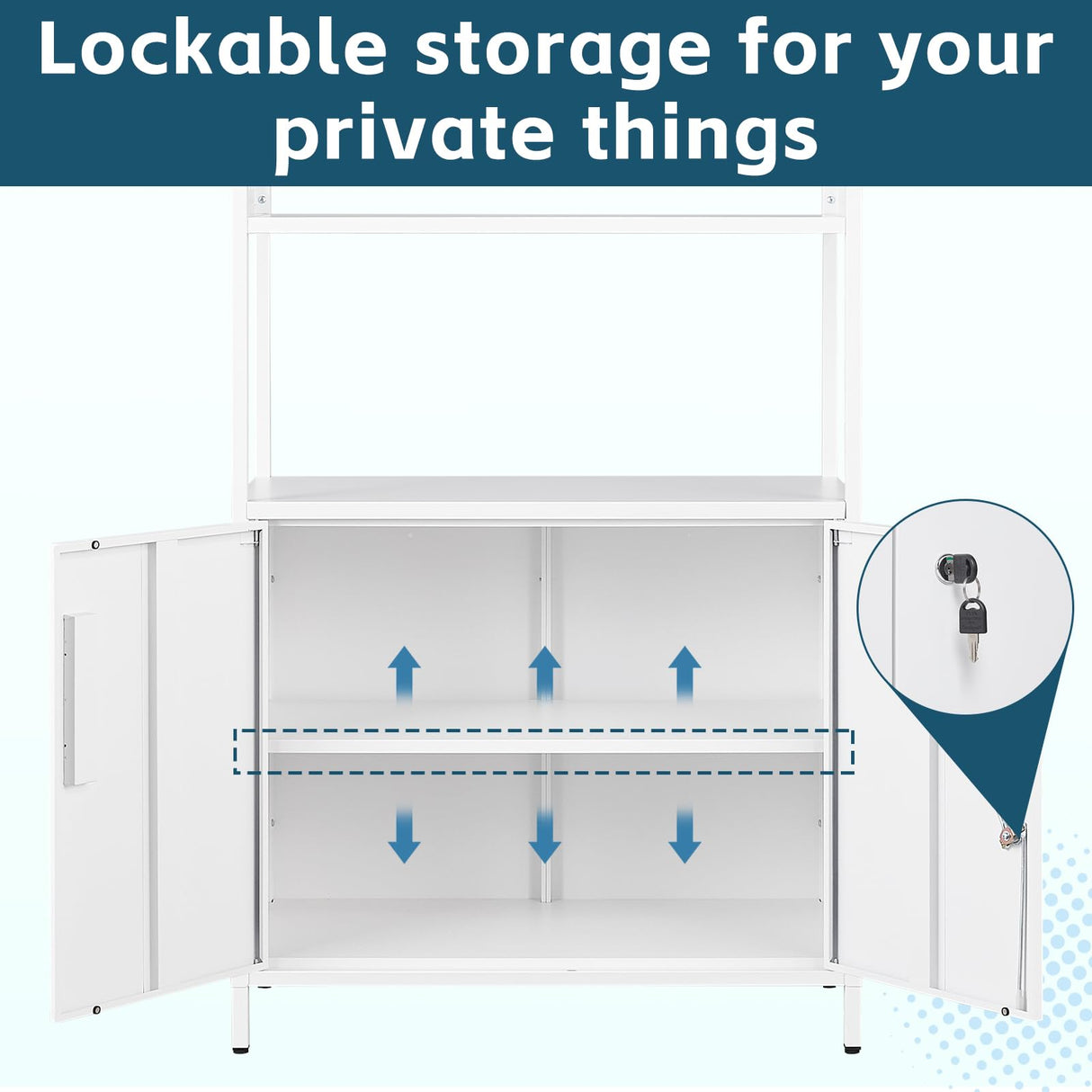 MIIIKO Metal Storage Cabinet with Shelves, 71" Tall Steel Stand Rack Shelf with Pegboard, Home Office Bookcase with Display Shelf MIIIKO