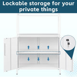 MIIIKO Metal Storage Cabinet with Shelves, 71" Tall Steel Stand Rack Shelf with Pegboard, Home Office Bookcase with Display Shelf MIIIKO