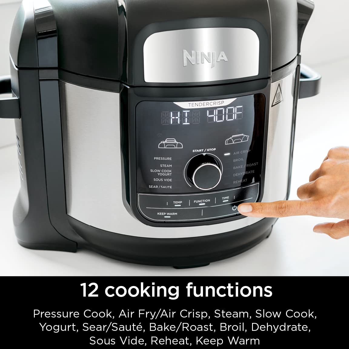 Ninja FD401 LP3 Foodi 12-in-1 Deluxe XL 8 qt. Pressure Cooker & Air Fryer that Steams, Slow Cooks, Sears, Sautés, Dehydrates & More, with 5 qt. Crisper Basket, Reversible Rack & Recipe Book, Silver Ninja